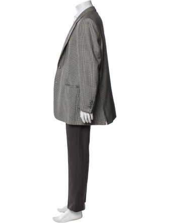 Brioni Wool Plaid Print Overcoat