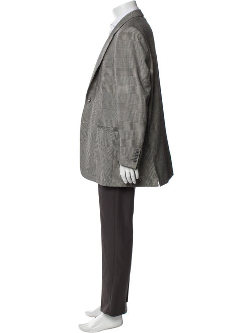 Brioni Wool Plaid Print Overcoat