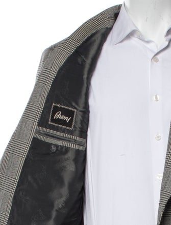 Brioni Wool Plaid Print Overcoat