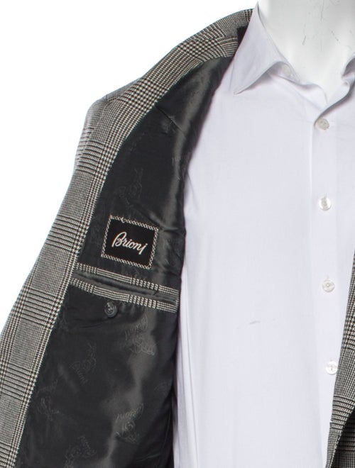 Brioni Wool Plaid Print Overcoat