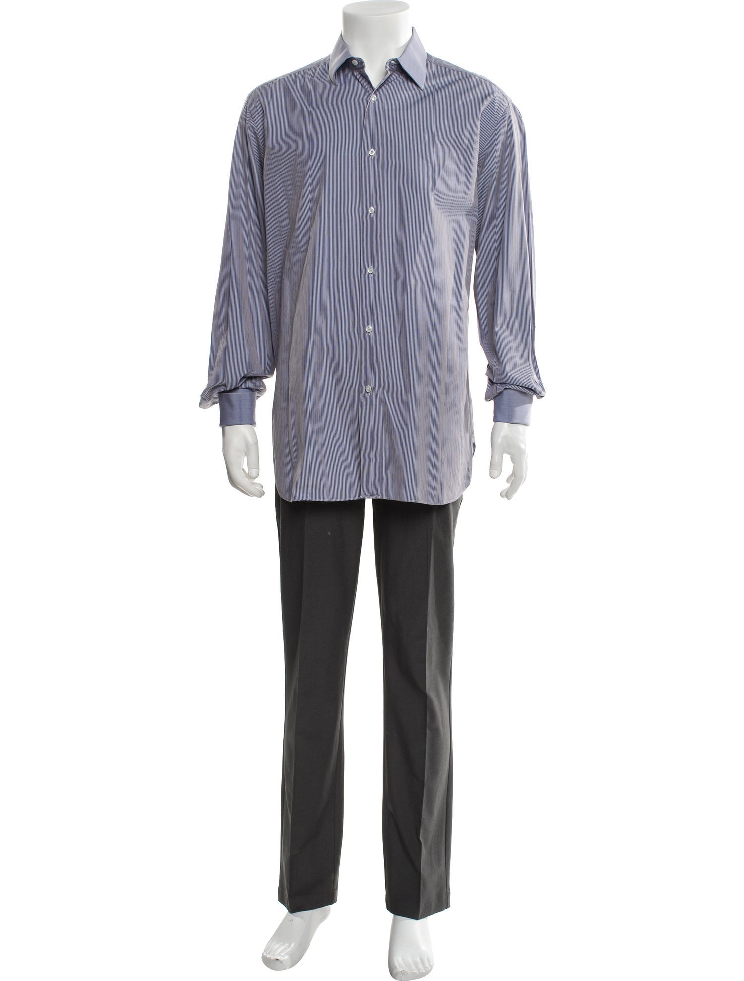 Brioni Striped Long Sleeve Dress Shirt