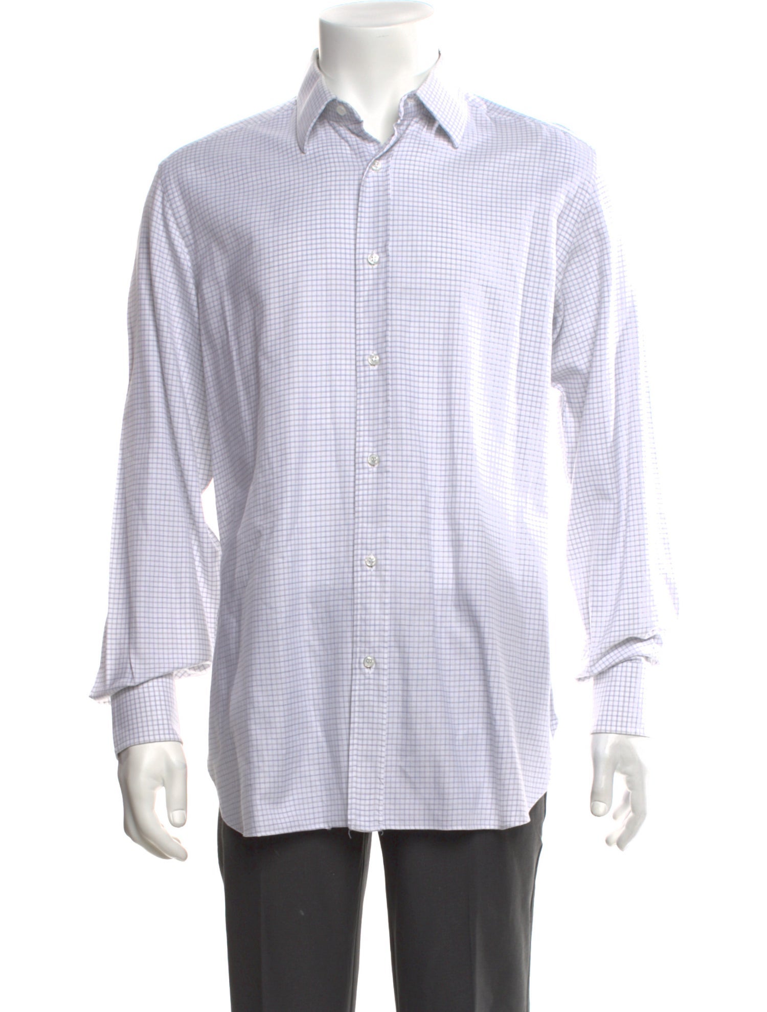 Brioni Plaid Print Long Sleeve Dress Shirt