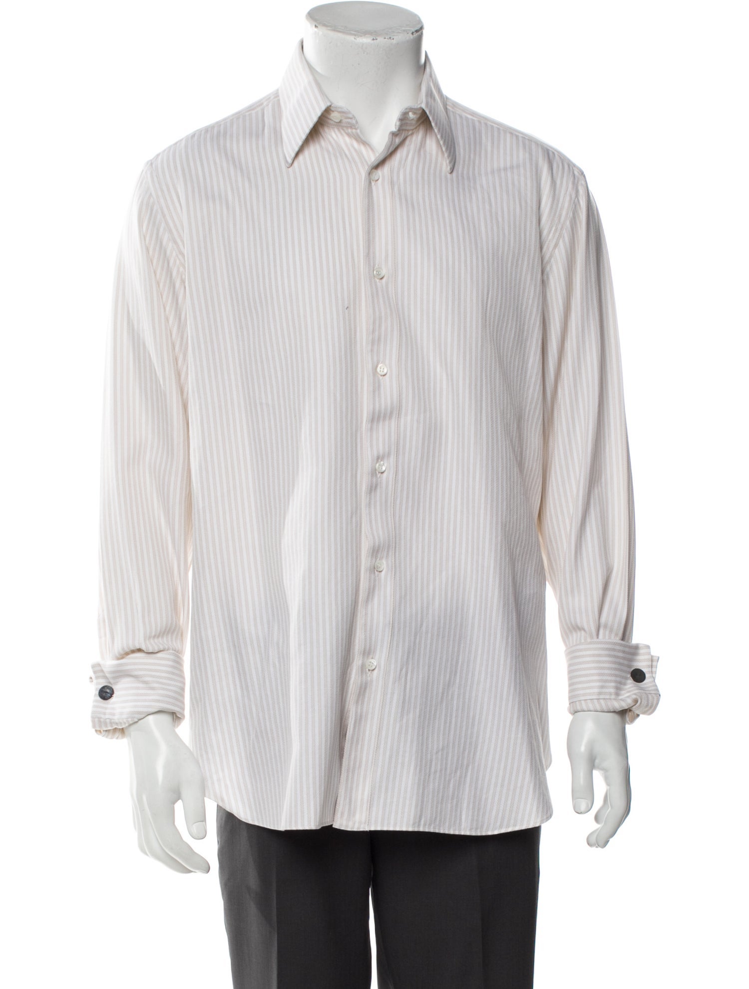 Brioni Striped Long Sleeve Dress Shirt