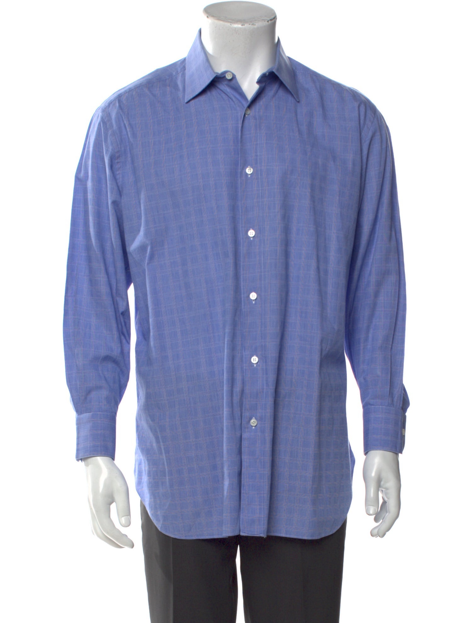 Brioni Plaid Print Long Sleeve Dress Shirt
