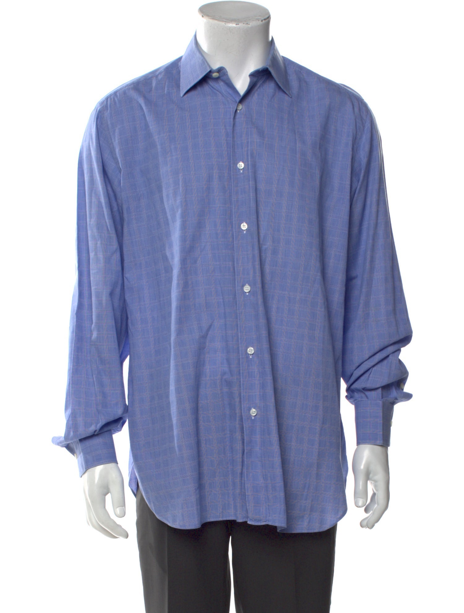 Brioni Plaid Print Long Sleeve Dress Shirt