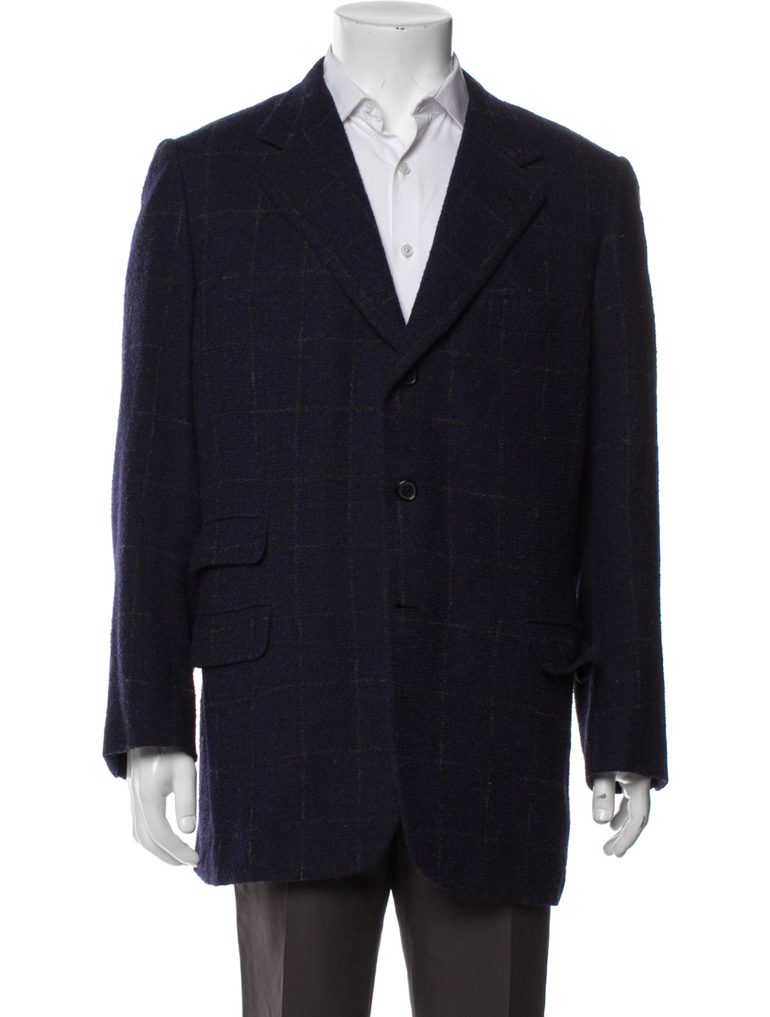 Brioni Wool Plaid Print Blazer