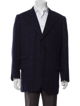 Brioni Wool Plaid Print Blazer