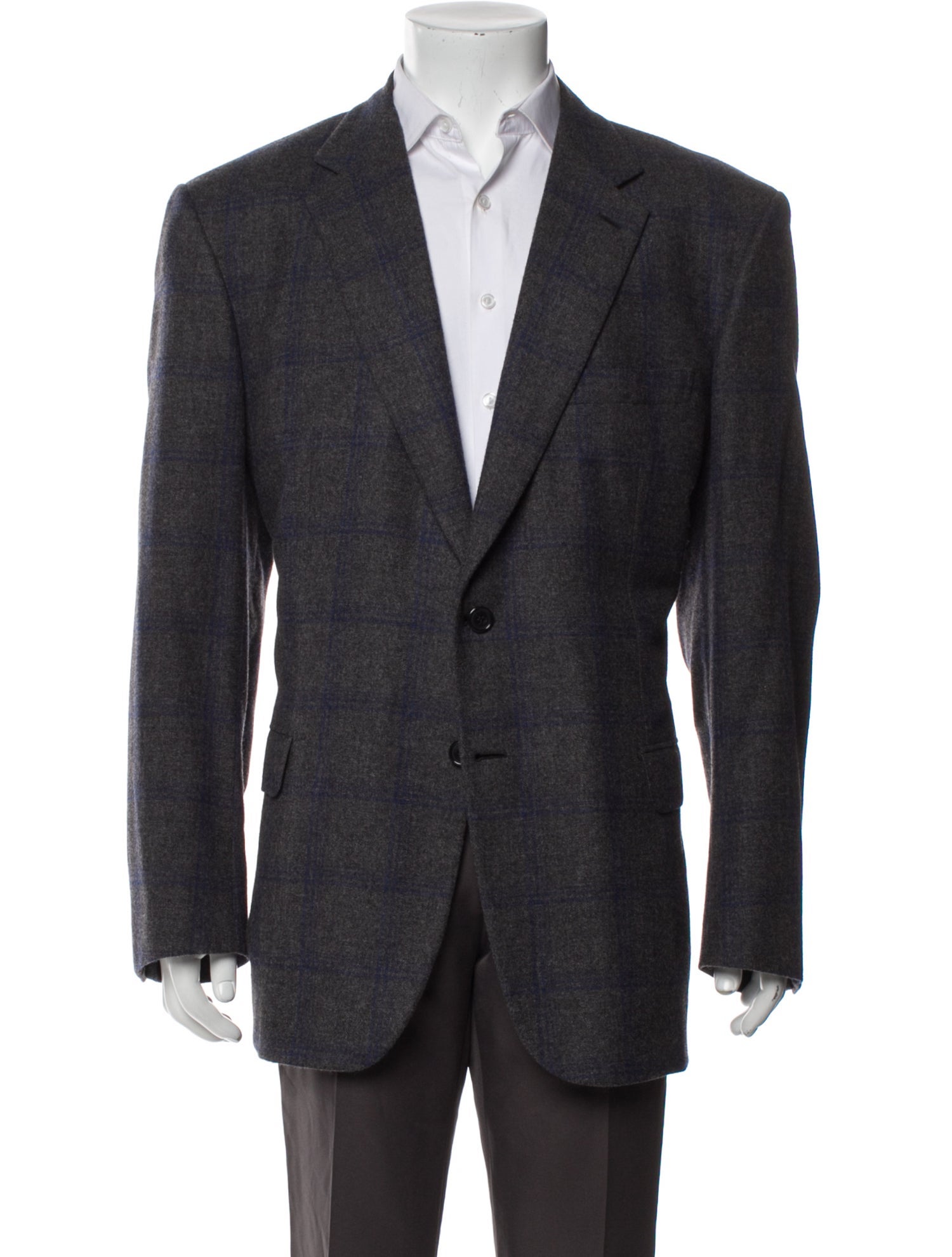 Brioni Wool Plaid Print Blazer