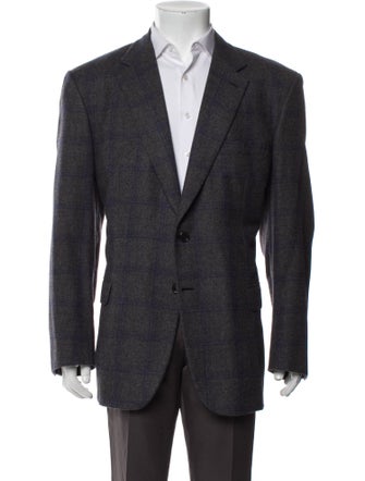 Brioni Wool Plaid Print Blazer