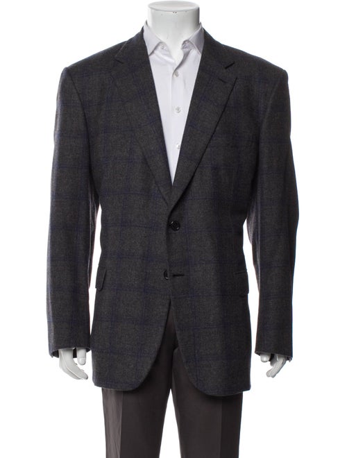 Brioni Wool Plaid Print Blazer