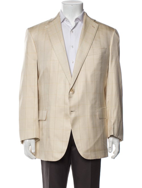 Brioni Silk Plaid Print Blazer