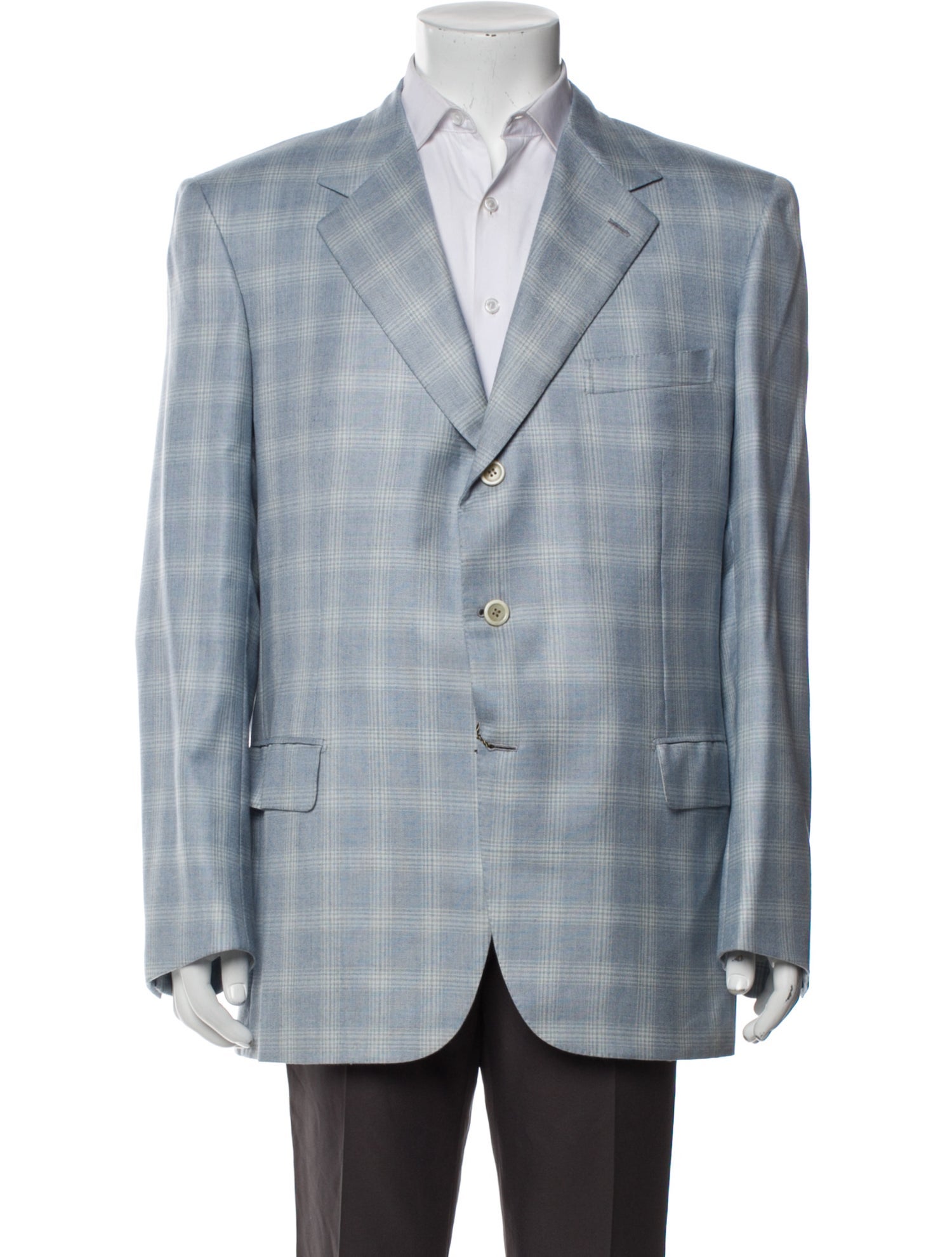 Brioni Wool Plaid Print Blazer w/ Tags
