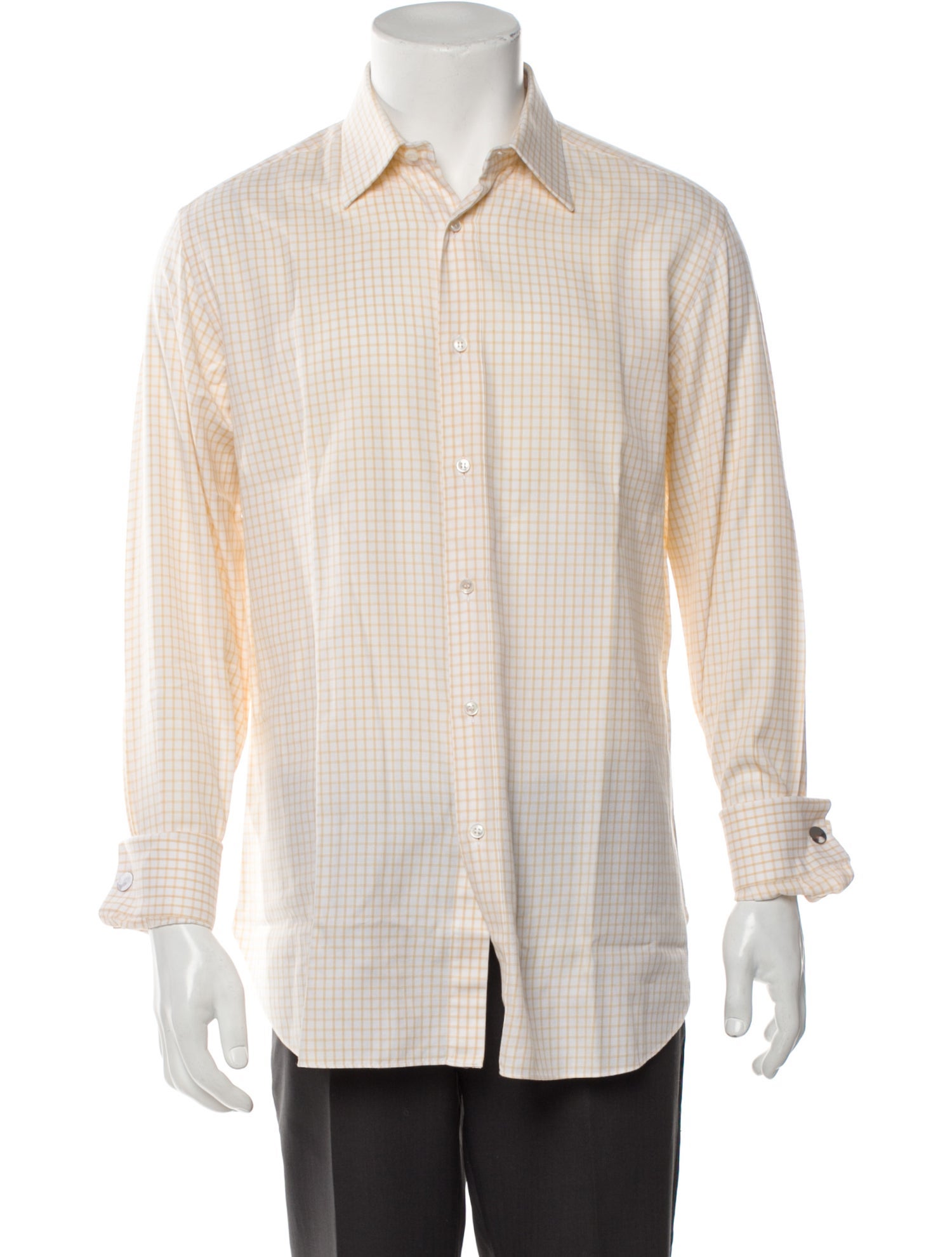 Brioni Plaid Print Long Sleeve Dress Shirt