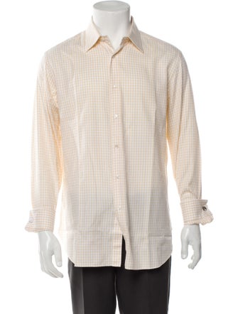 Brioni Plaid Print Long Sleeve Dress Shirt