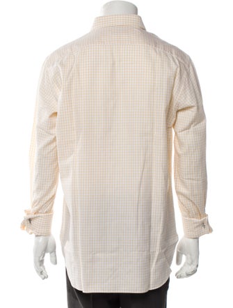 Brioni Plaid Print Long Sleeve Dress Shirt
