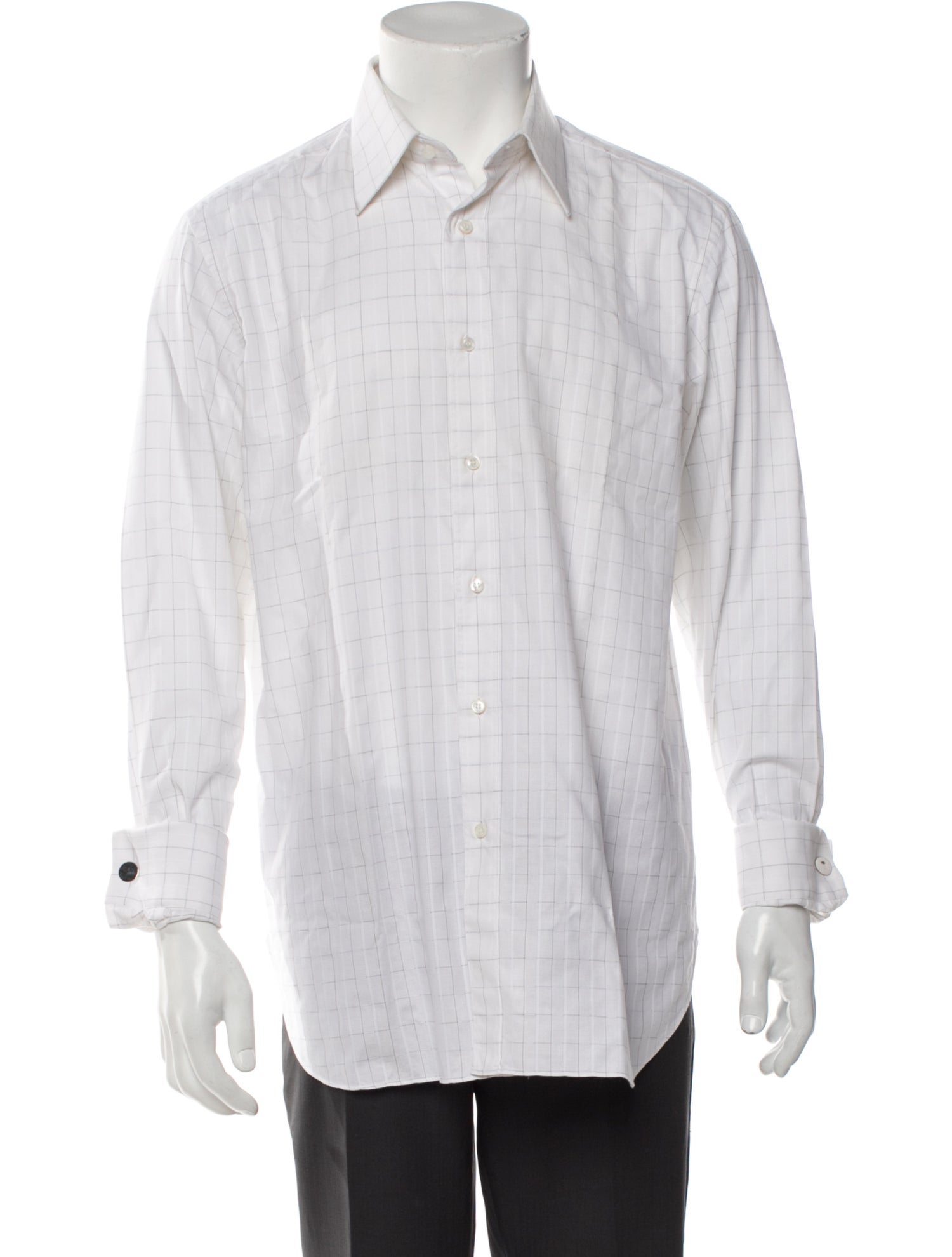Brioni Plaid Print Long Sleeve Dress Shirt