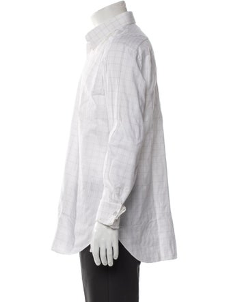 Brioni Plaid Print Long Sleeve Dress Shirt