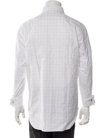 Brioni Plaid Print Long Sleeve Dress Shirt
