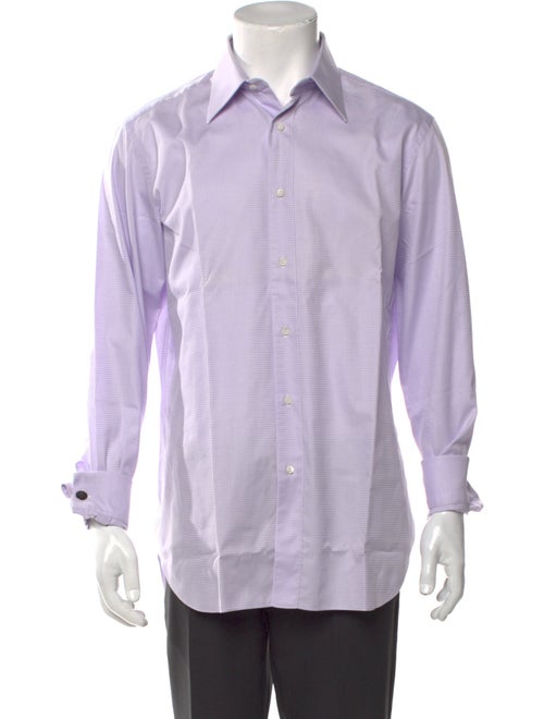 Brioni Plaid Print Long Sleeve Dress Shirt