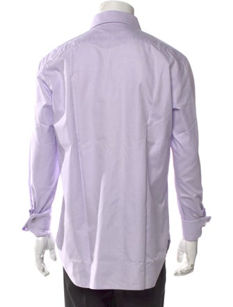 Brioni Plaid Print Long Sleeve Dress Shirt