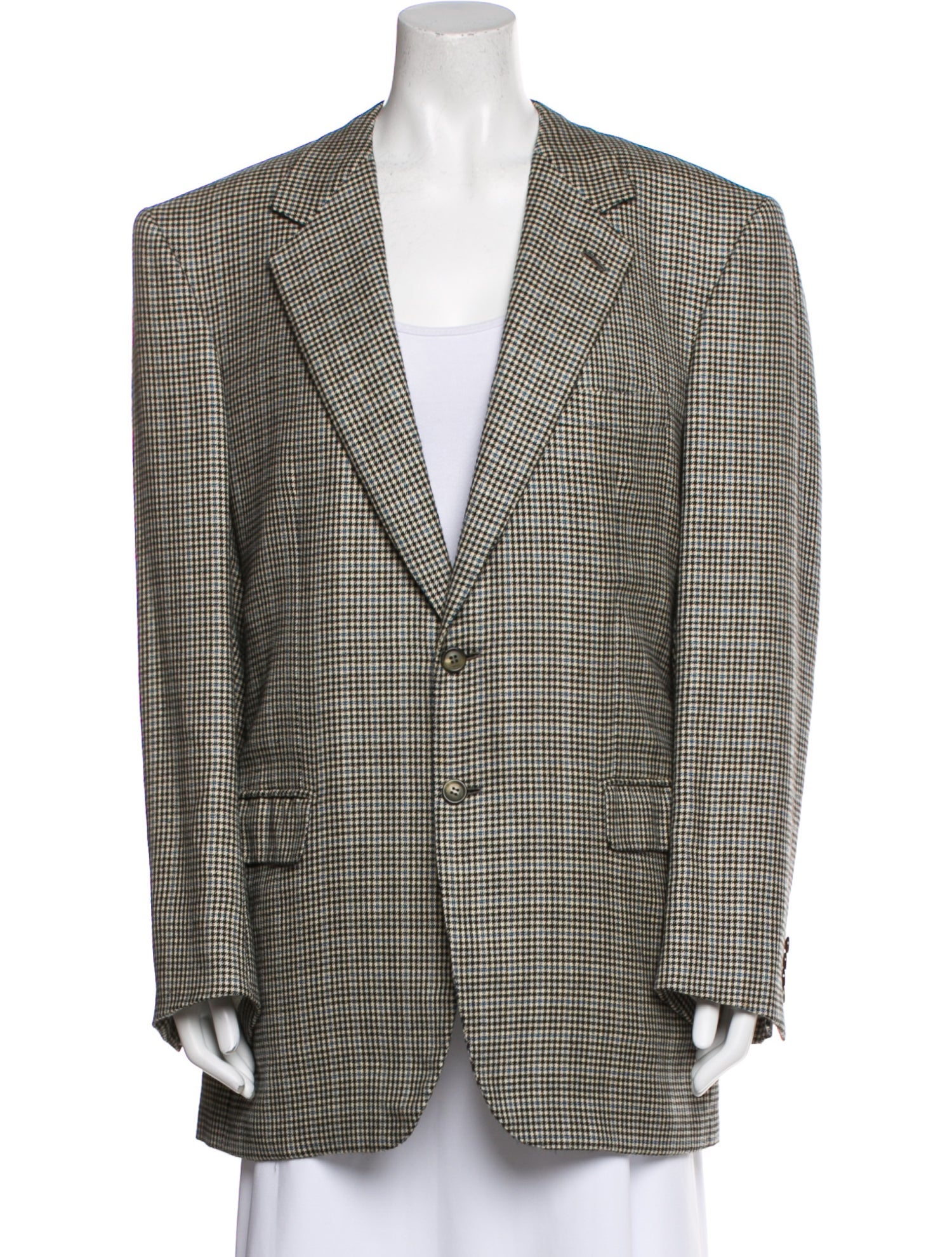Brioni Cashmere Houndstooth Print Blazer