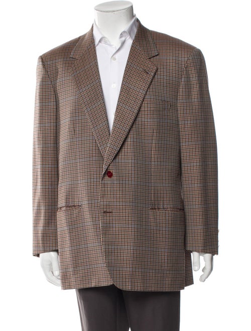 Brioni Wool Plaid Print Blazer