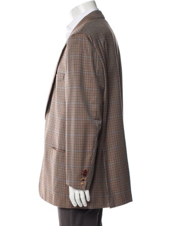 Brioni Wool Plaid Print Blazer