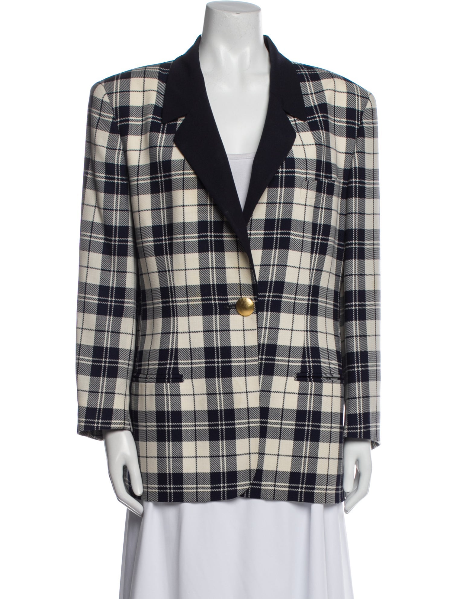 Brioni Wool Plaid Print Blazer