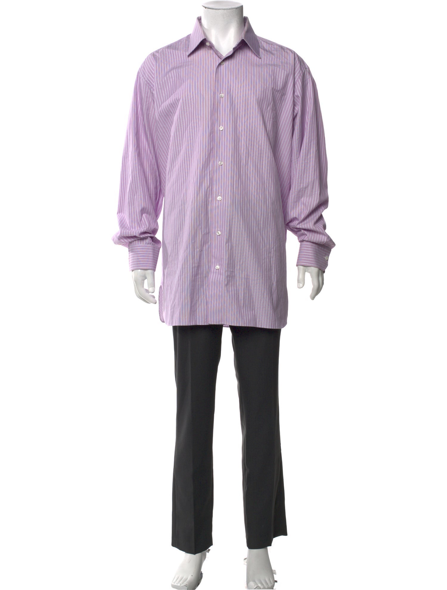 Brioni Striped Long Sleeve Dress Shirt