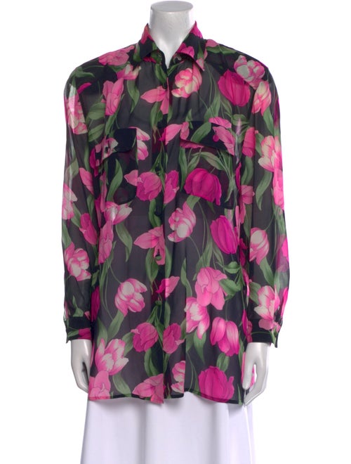 Brioni Silk Floral Print Blouse