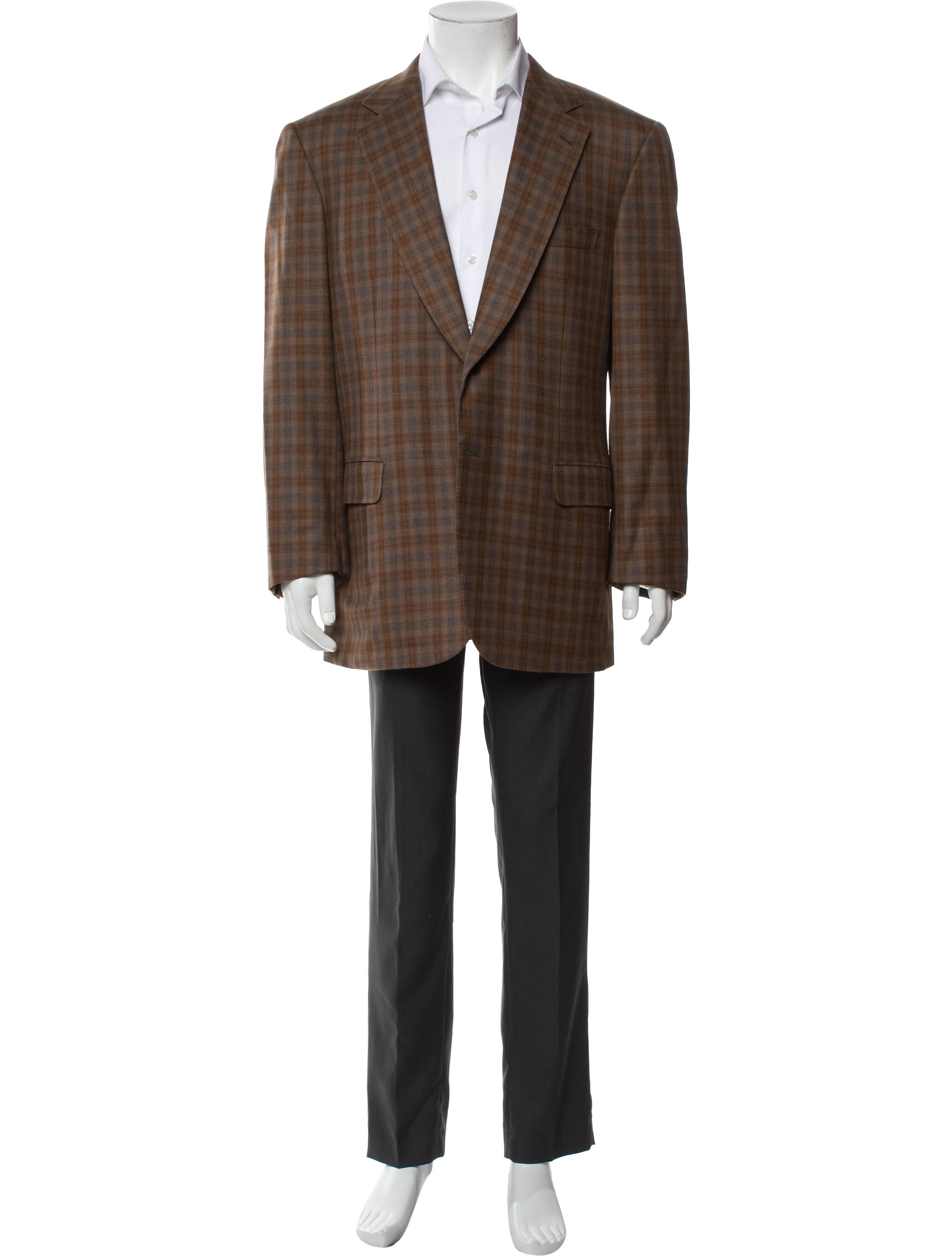 Brioni Wool Plaid Print Blazer
