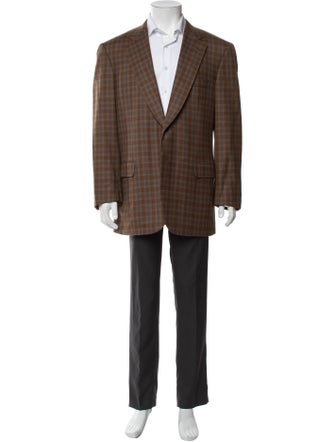 Brioni Wool Plaid Print Blazer