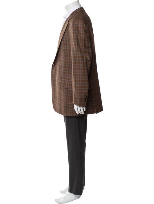 Brioni Wool Plaid Print Blazer