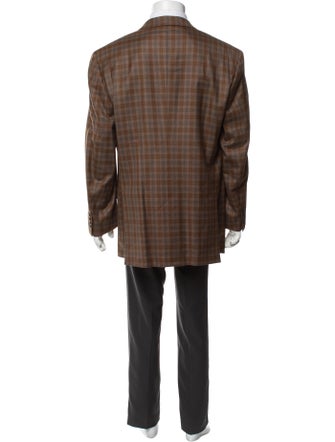 Brioni Wool Plaid Print Blazer