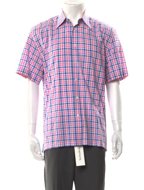 Brioni Plaid Print Short Sleeve Shirt