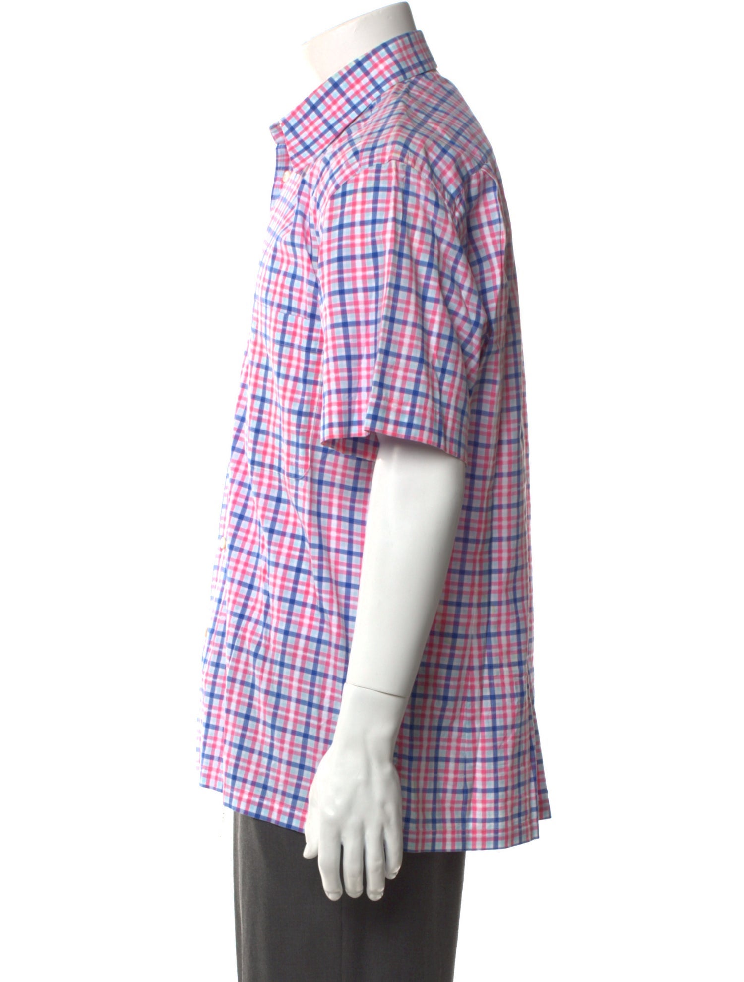 Brioni Plaid Print Short Sleeve Shirt
