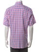Brioni Plaid Print Short Sleeve Shirt
