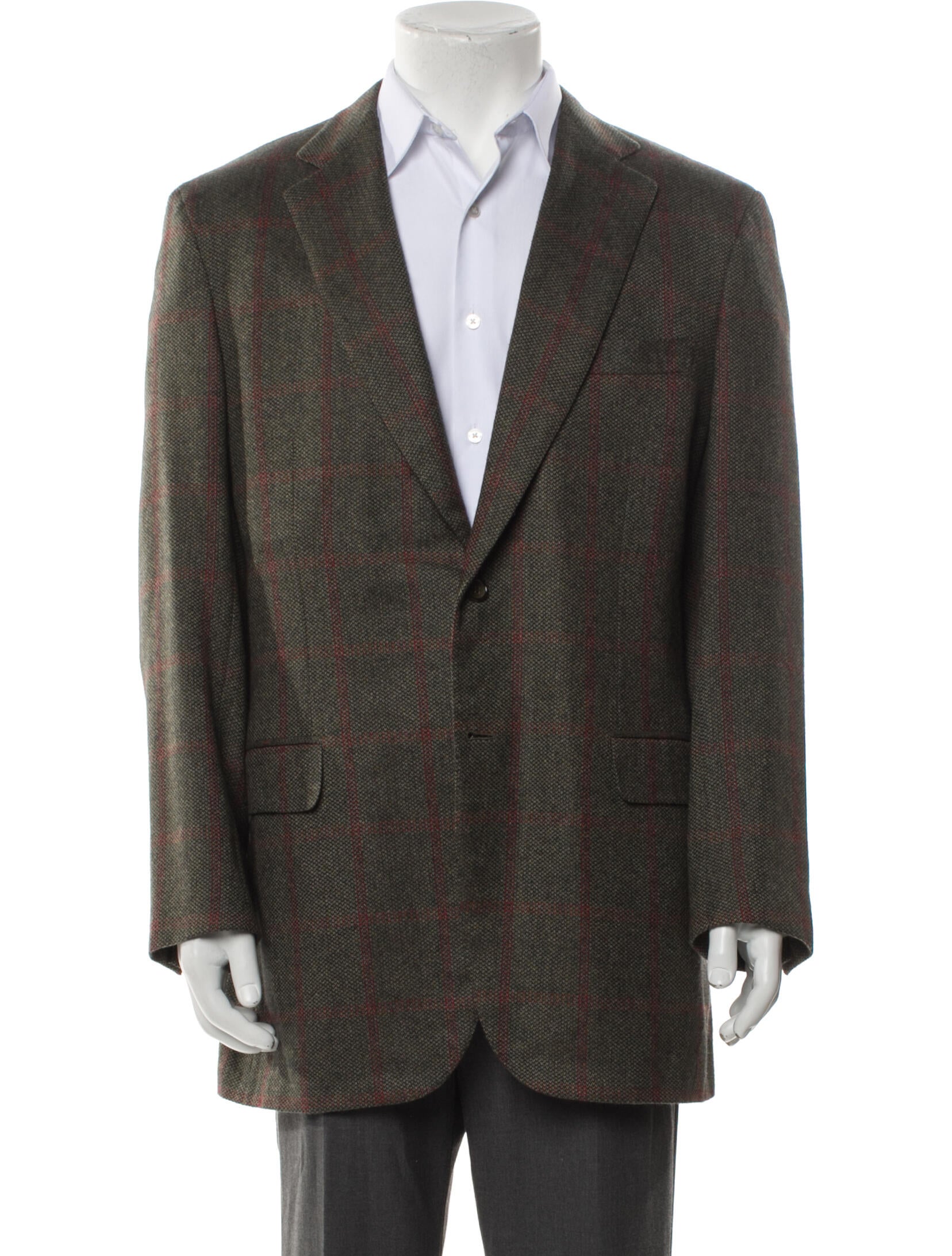 Brioni Cashmere Plaid Print Blazer