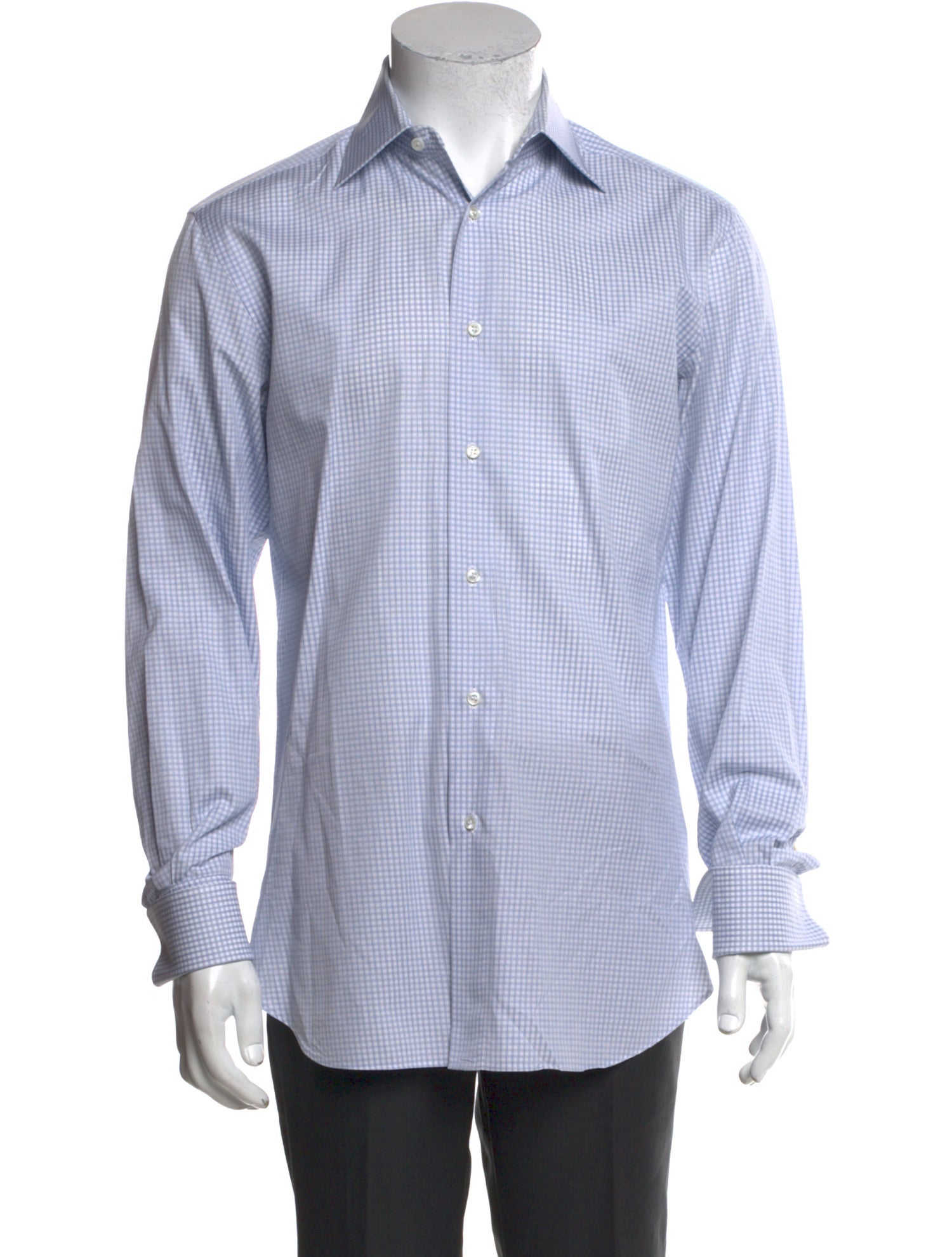 Brioni Plaid Print Long Sleeve Dress Shirt