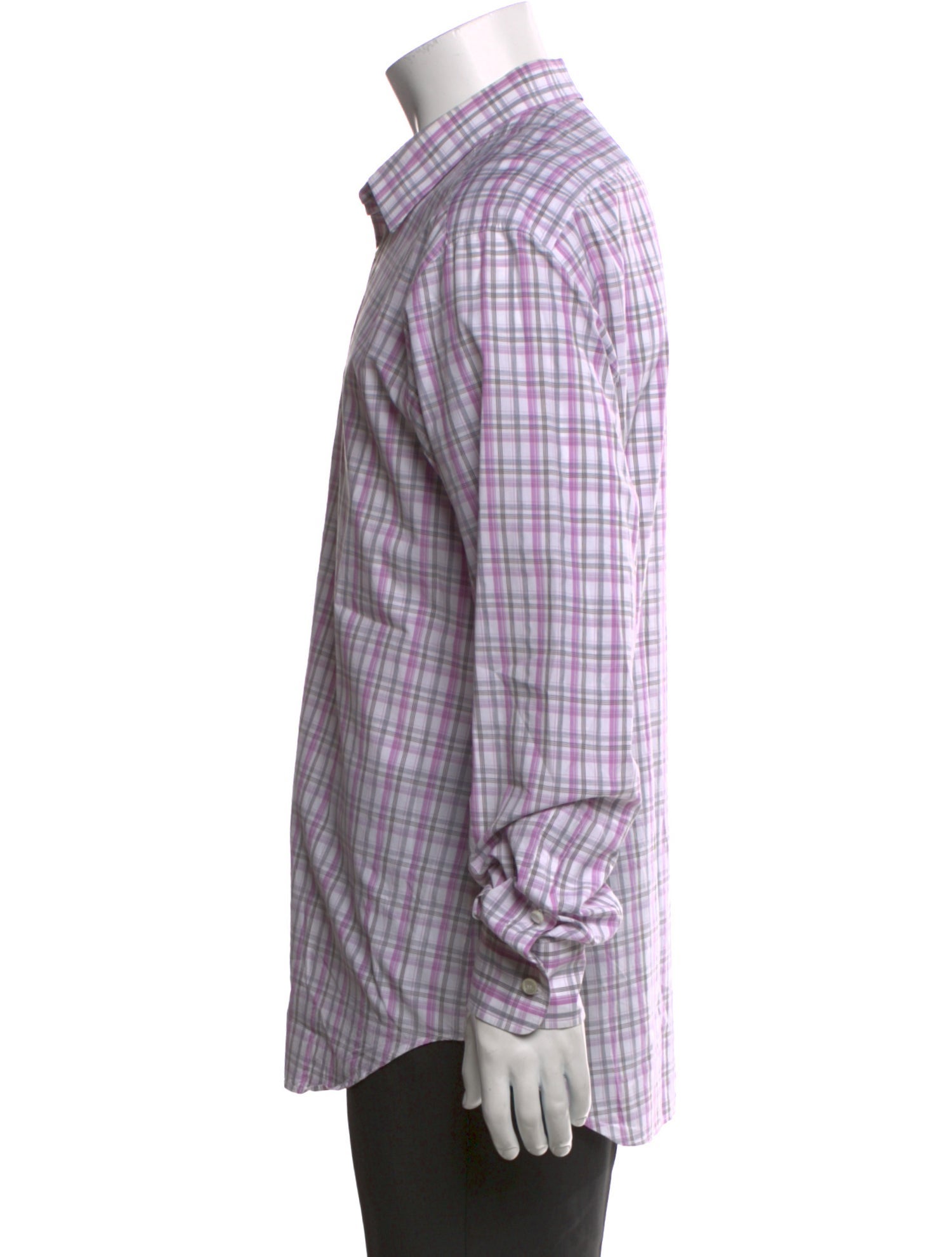Brioni Plaid Print Long Sleeve Dress Shirt