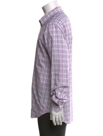 Brioni Plaid Print Long Sleeve Dress Shirt