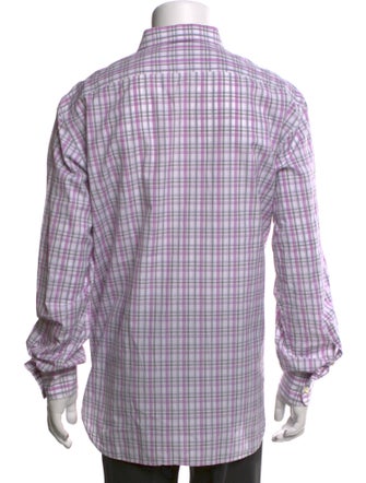 Brioni Plaid Print Long Sleeve Dress Shirt