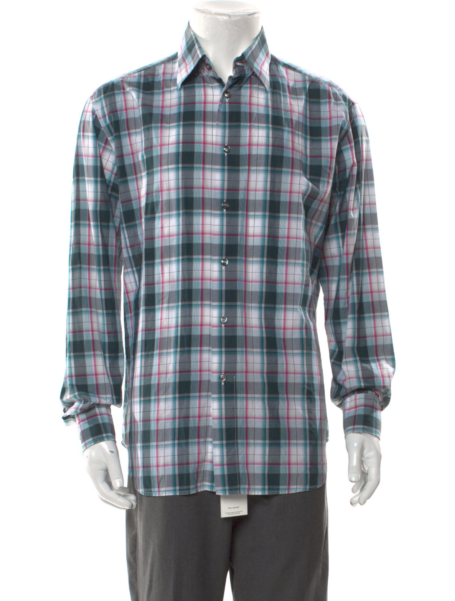 Brioni Plaid Print Long Sleeve Shirt