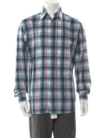 Brioni Plaid Print Long Sleeve Shirt