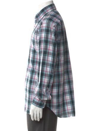 Brioni Plaid Print Long Sleeve Shirt