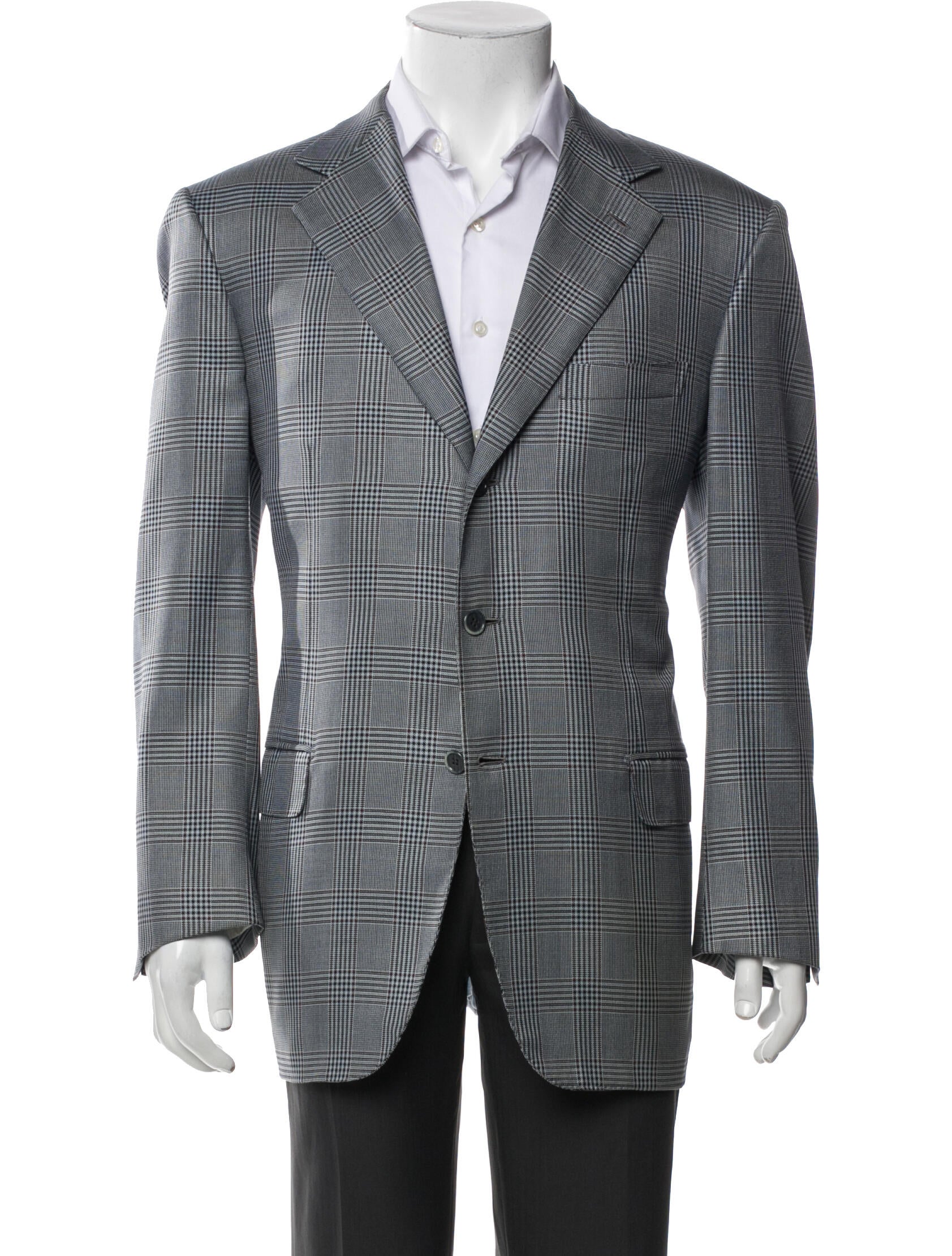 Brioni Silk Plaid Print Blazer