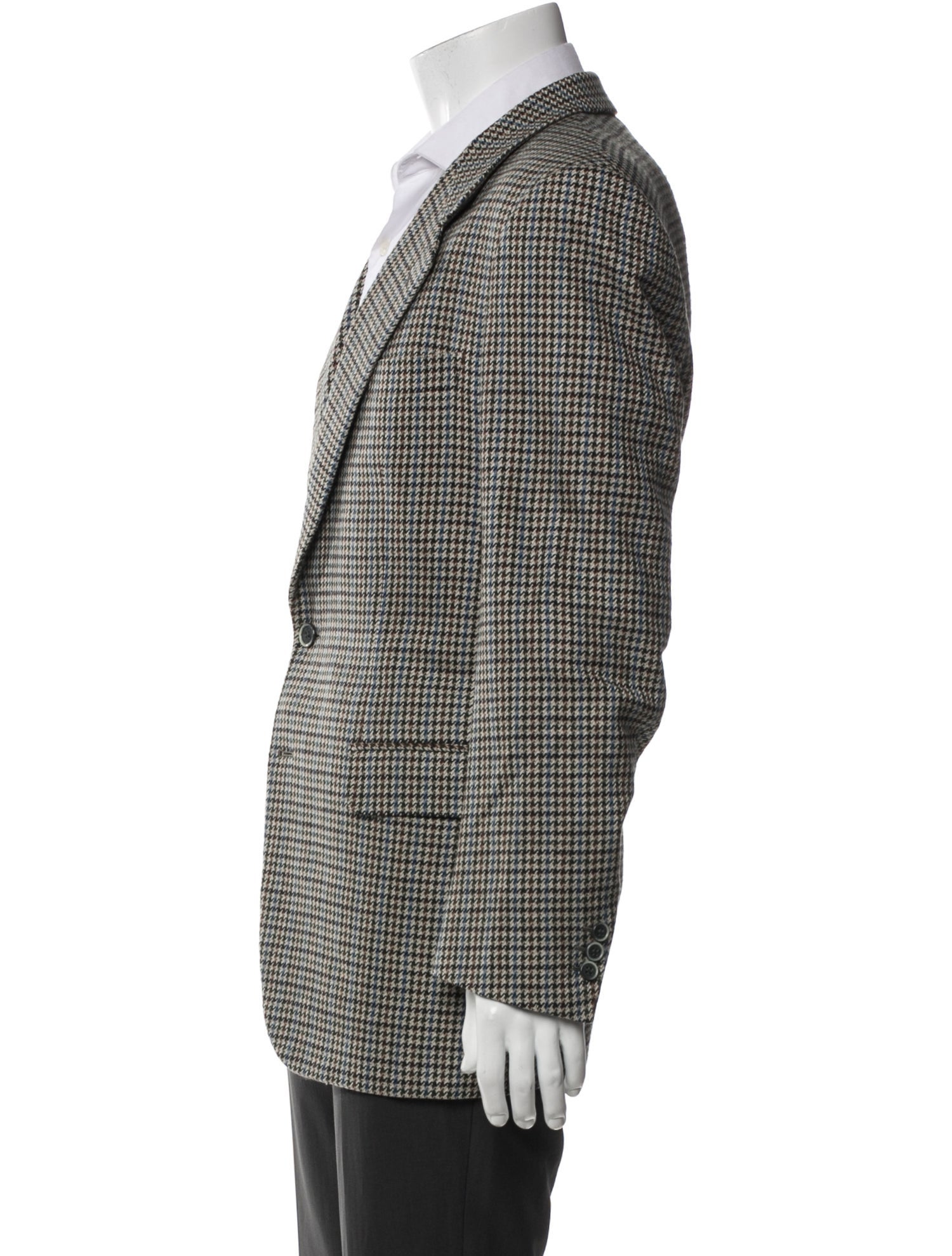 Brioni Wool Plaid Print Peacoat