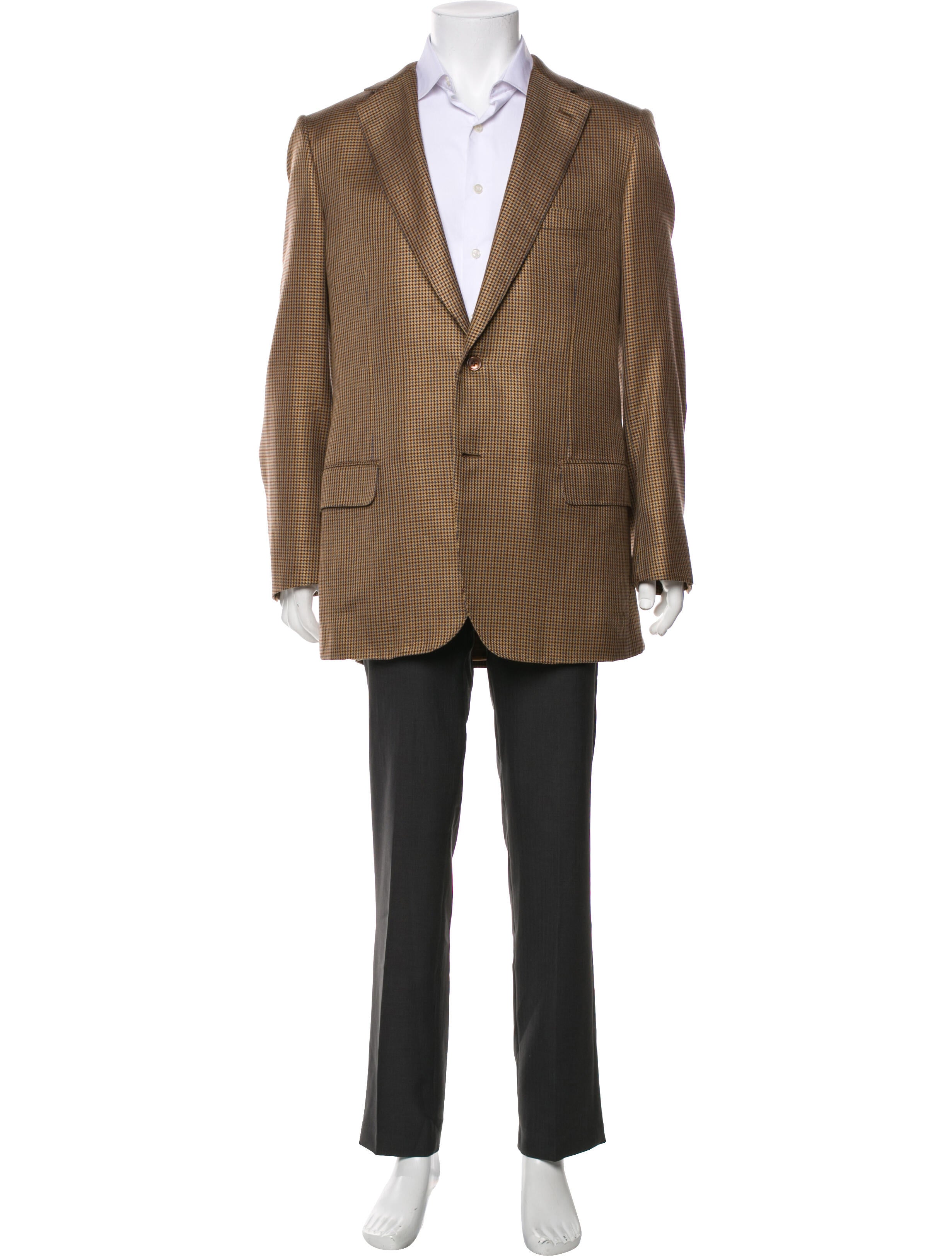 Brioni Silk Houndstooth Print Blazer