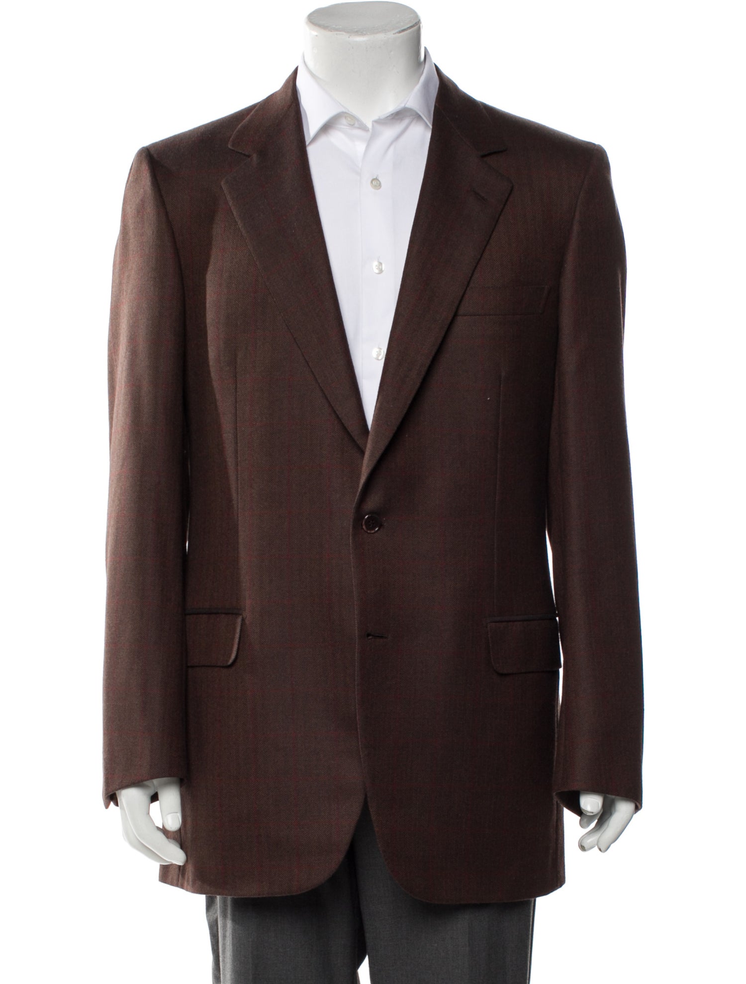 Brioni Wool Plaid Print Blazer