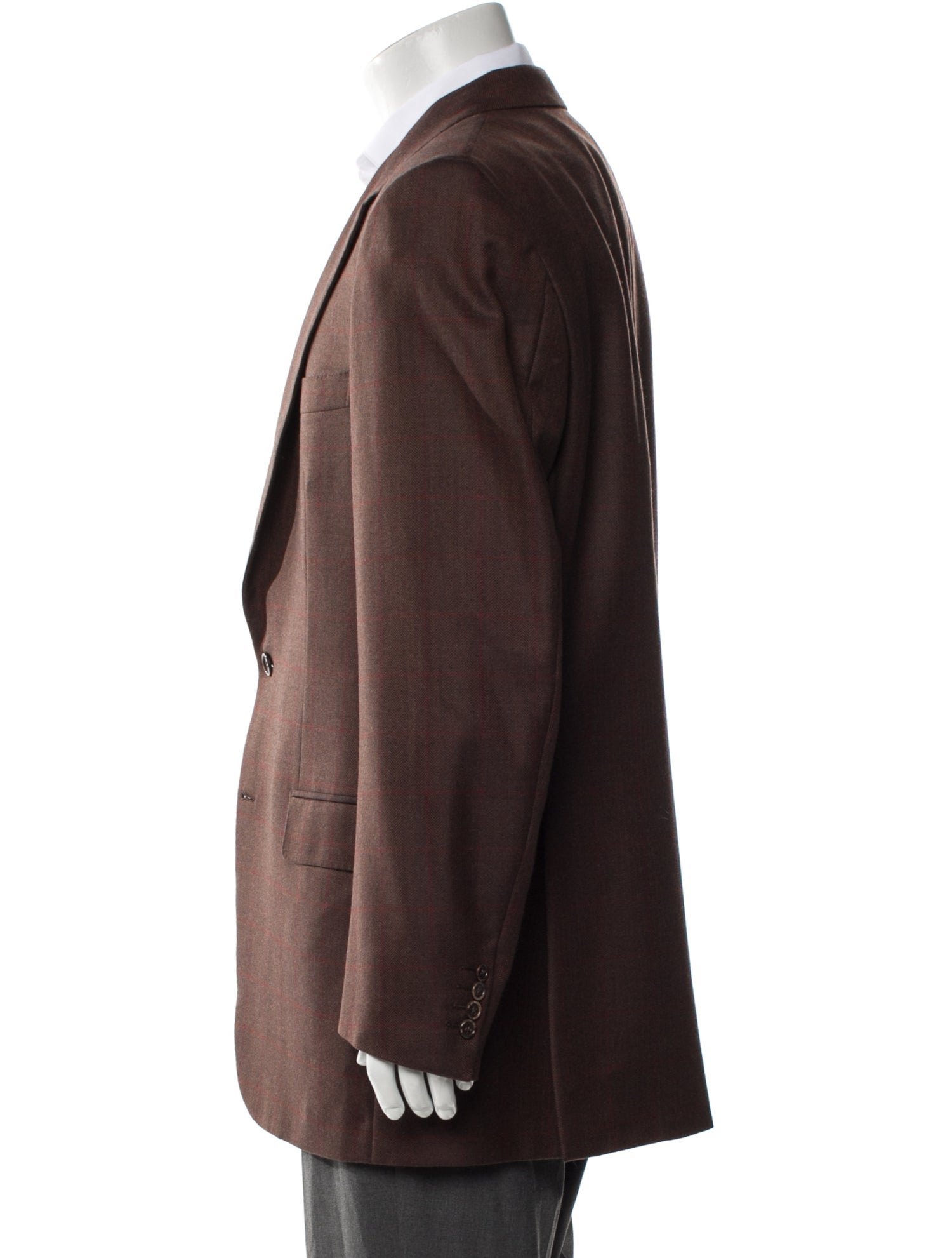 Brioni Wool Plaid Print Blazer
